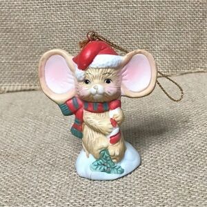 Vintage Porcelain Big Ears Mouse Ornament Christmas Kitsch Whimsical Critter